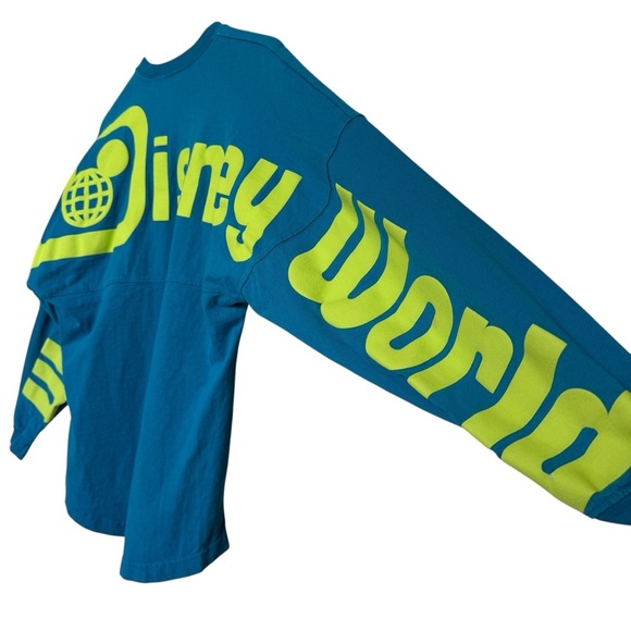Disney Parks Walt Disney World Spirit Jersey Blue Neon Green Unisex XS Casual - Picture 4 of 8